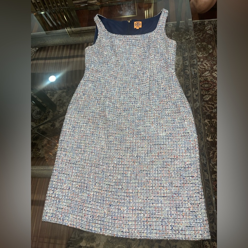 Tory Burch Emma Knotted Sleeveless Tweed Dress